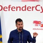 El secretario regional del PSOE, Luis Tudanca, comparece ante la prensa de forma presencial por vez primera tras el estado de alarma