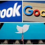 Los logos de Facebook, Google y Twitter