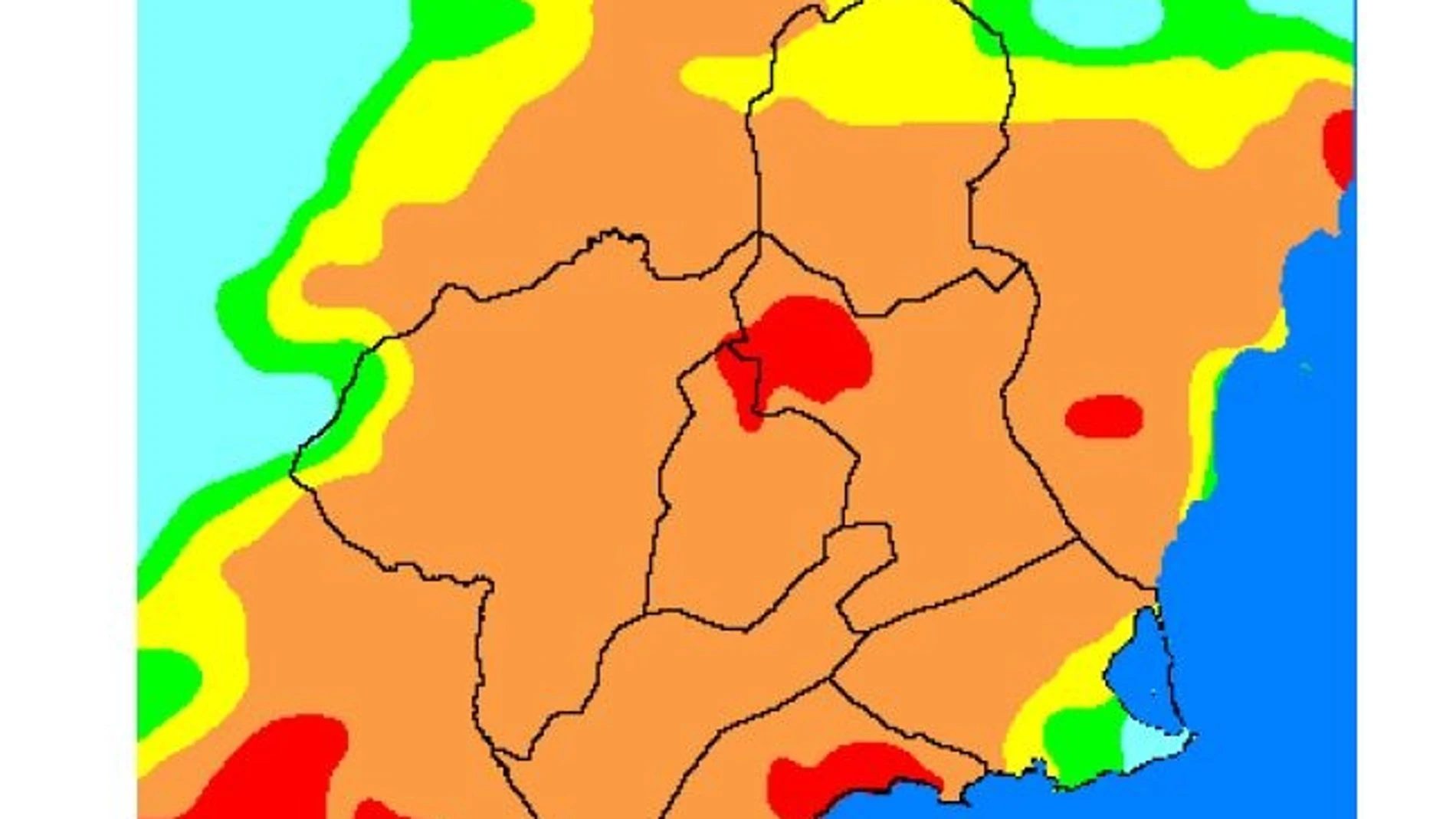 El nivel de riesgo de incendio forestal previsto este lunes es muy alto en casi toda la Región de Murcia