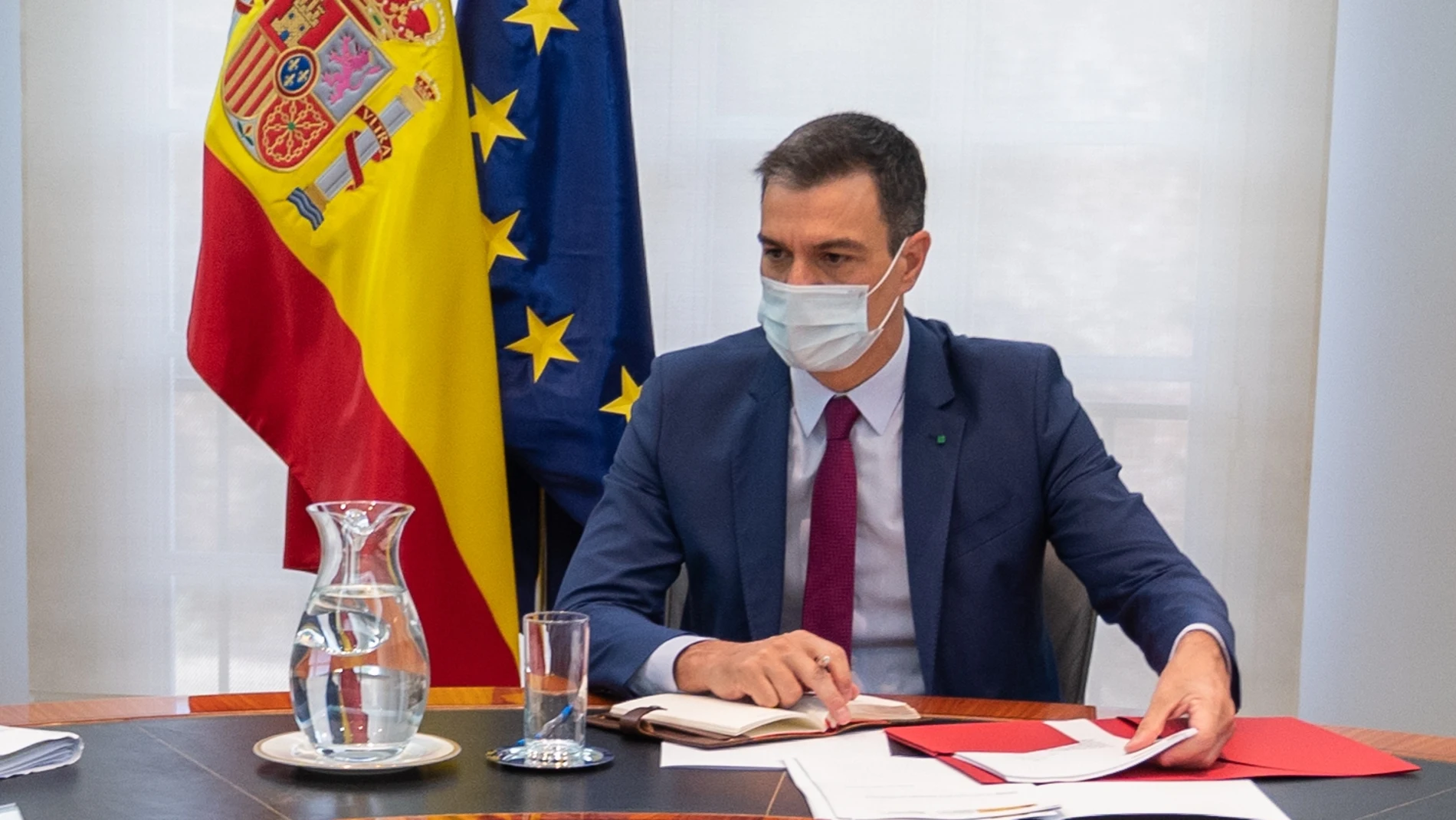 El presidente del Gobierno, Pedro Sánchez, ayer durante una reunión en Moncloa