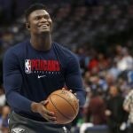 Zion Williamson, durante un enternamiento