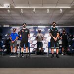 Los pilotos de MotoGP, en la sala de prensa del circuito de Jerez