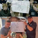 La familia Kershaw posa en 2004, en la foto de arriba, y en 2020, en la de abajo.