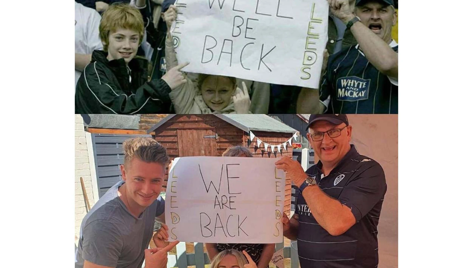 La familia Kershaw posa en 2004, en la foto de arriba, y en 2020, en la de abajo.