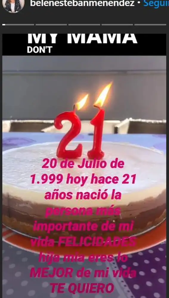 Belén Esteban felicita a su hija Andrea por su 21 cumpleaños