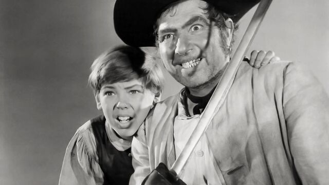 Bobby Driscoll en una escena de "La isla del tesoro"
