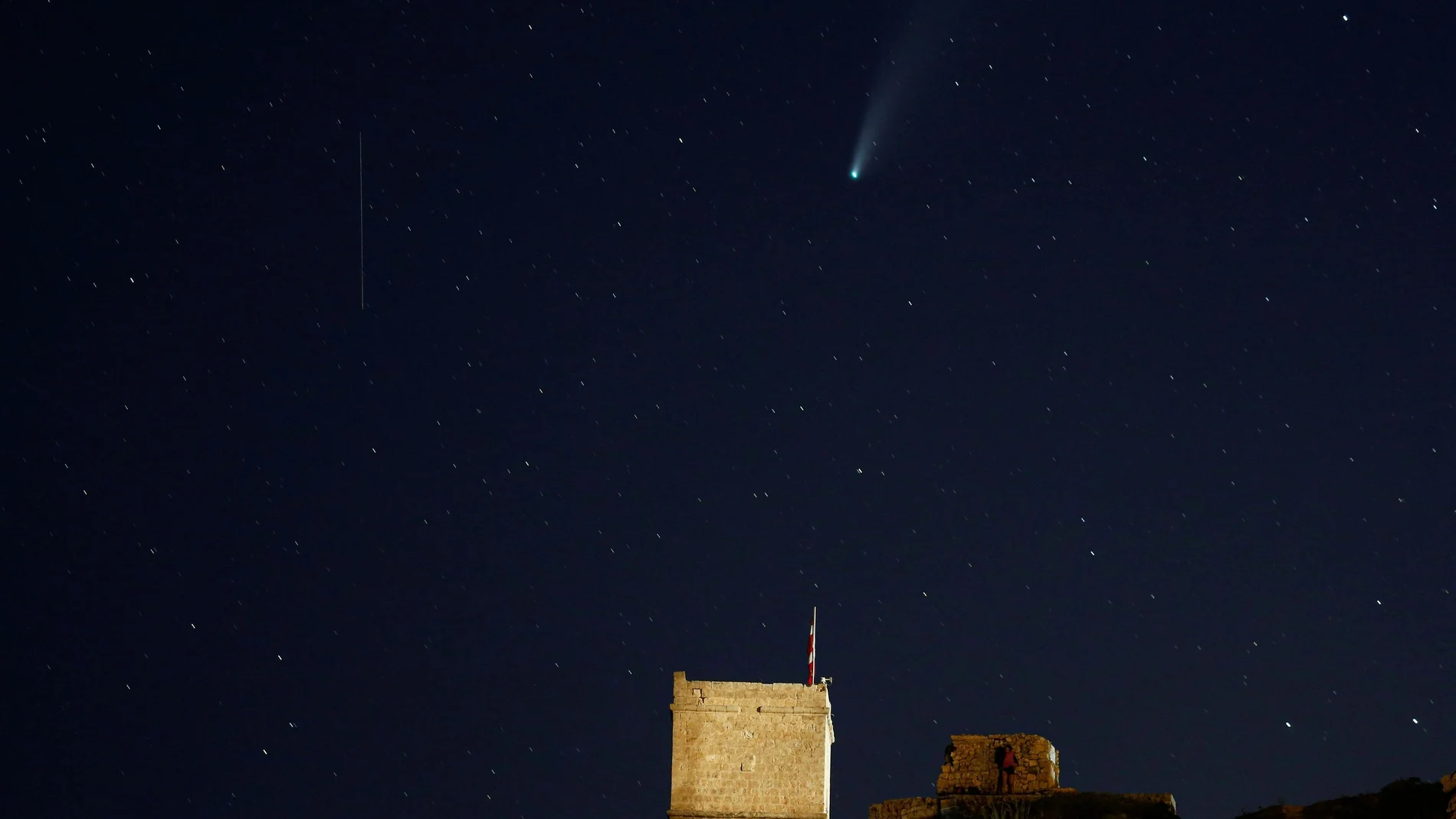 The Comet C/2020 or "Neowise", is seen from Malta