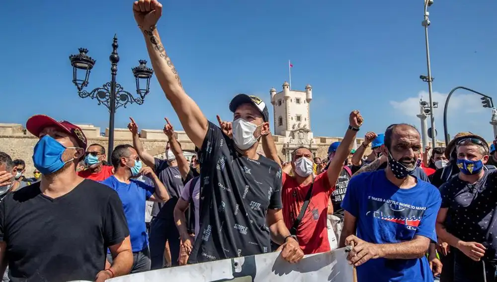 Protestas de los astilleros en Cádiz para reclamar más contratos EFE/ Román Ríos