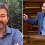 José Manuel Calvente, ex jefe del equipo jurídico de Podemos, y Pablo Iglesias, en imágenes de archivo