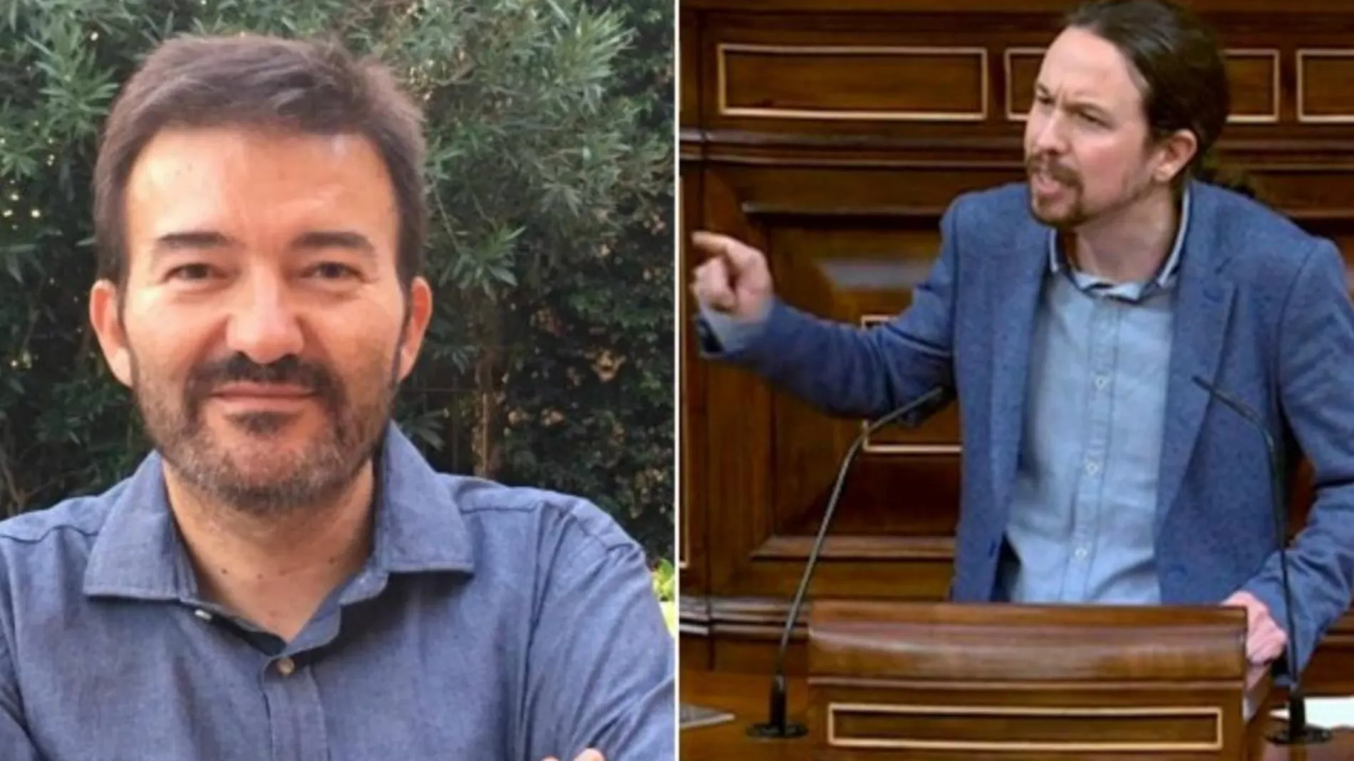 José Manuel Calvente, ex jefe del equipo jurídico de Podemos, y Pablo Iglesias, en imágenes de archivo