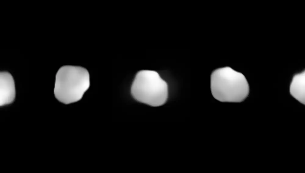 El asteroide metálico 16 Psyche, de unos 200 kilómetros de diámetro, fotografiado desde diferentes ángulos por el Very Large Telescope (VLT).