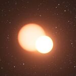 Reconstrucción artística de otro sistema binario llamado OGLE-LMC-CEP0227, este presente en la Gran Nube de Magallanes.