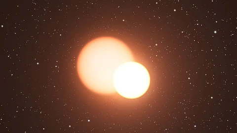 Reconstrucción artística de otro sistema binario llamado OGLE-LMC-CEP0227, este presente en la Gran Nube de Magallanes.
