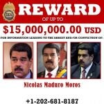 Cartel de la recompensa que ofrece EEUU para quien ayude a capturar a Nicolás Maduro