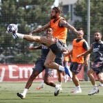 Sergio Ramos en el entrenamiento del Real Madrid.