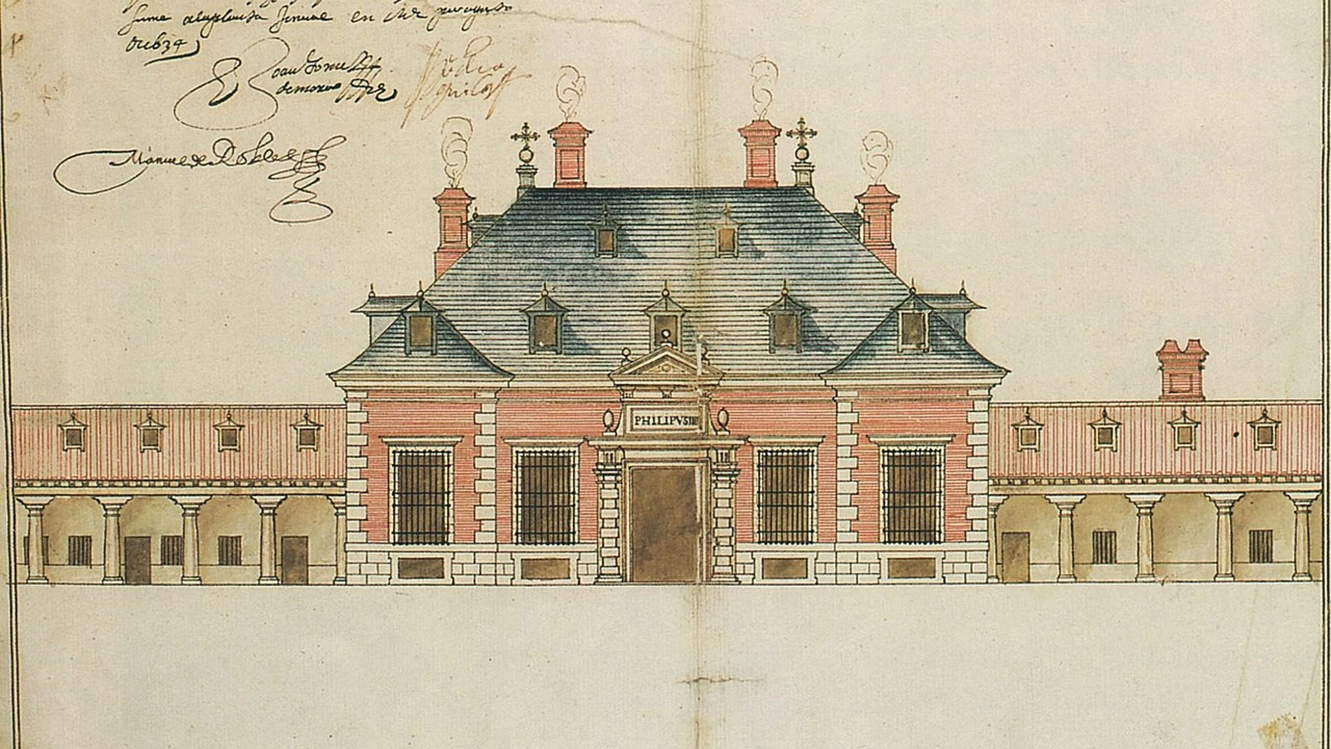 Fachada del Palacio de la Zarzuela según Juan Gómez de Mora en el siglo XVII