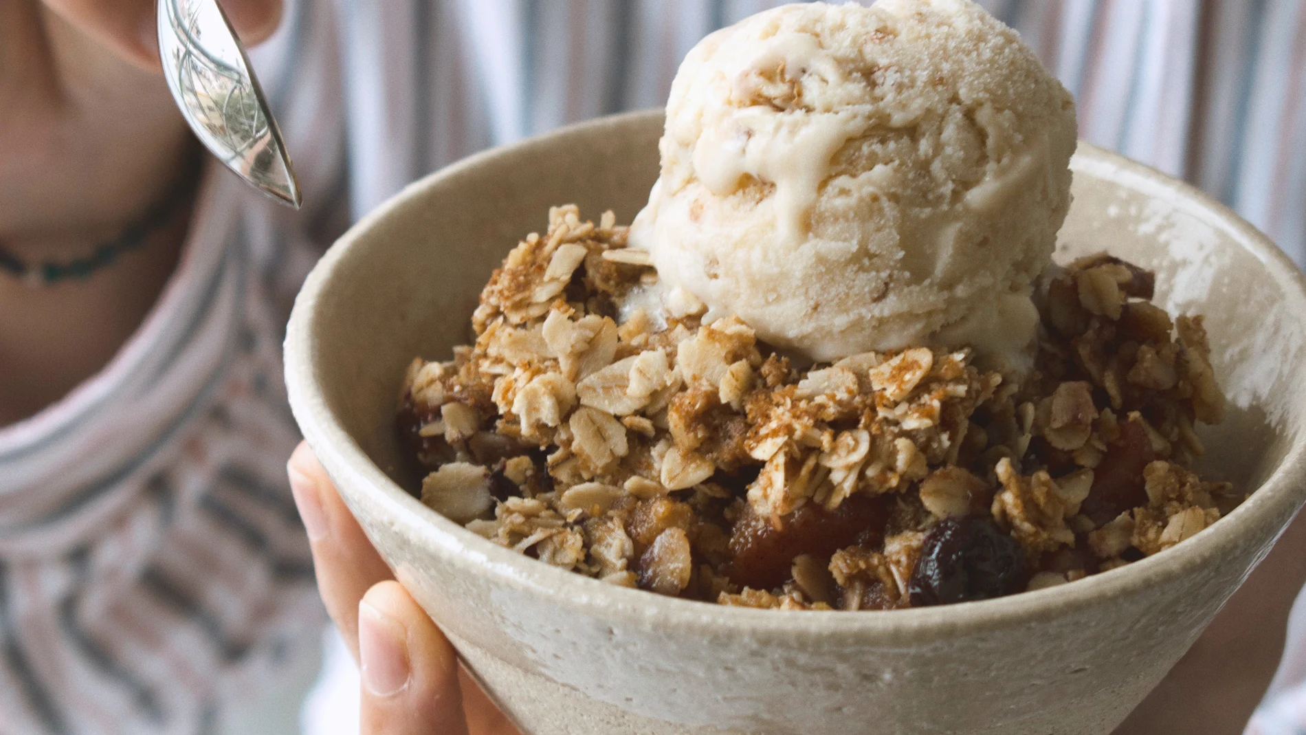 Helado nueces y avena.