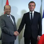 Emmanuel Macron, con su homólogo libanés, Michel Aoun, durante la Asamblea General de la ONU en Nueva York el pasado año