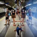 Ciudadanos de Madrid, en el Metro con mascarillas