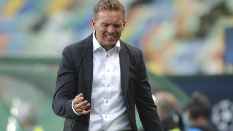Julian Nagelsmann, entrenador del Leipzig, durante el partido de Champions contra el Atlético.