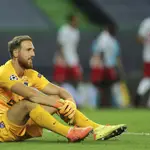 Oblak se lamenta después del segundo gol del Leipzig