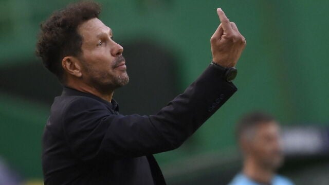 Simeone, en el partido contra el Leipzig