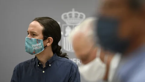El vicepresidente segundo del Gobierno y ministro de Derechos Sociales y para la Agenda 2030, Pablo Iglesias, durante la clausura del acto "Samuradipen"
