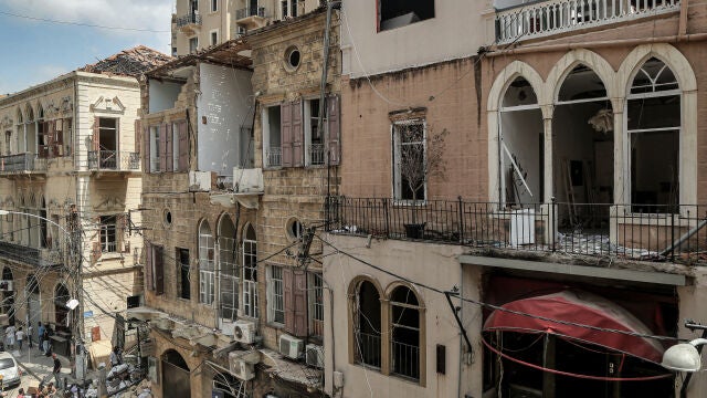 Los edificios históricos del barrio de Mar Mekhail, gravemente dañados por la explosión del puerto de Beirut