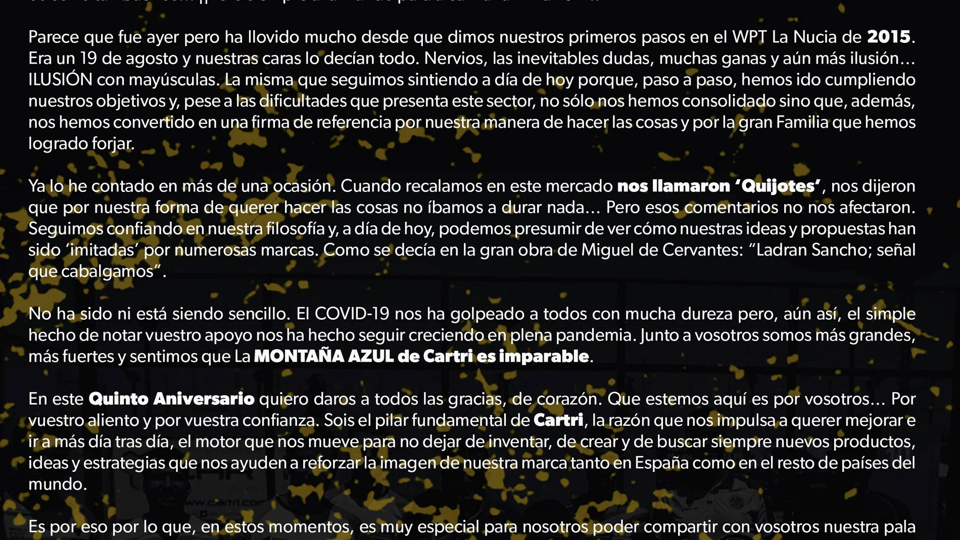 Carta de agradecimiento Cartri Padel.