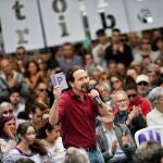 Pablo Iglesias durante un acto de la campaña electoral previa a las elecciones del 28-A