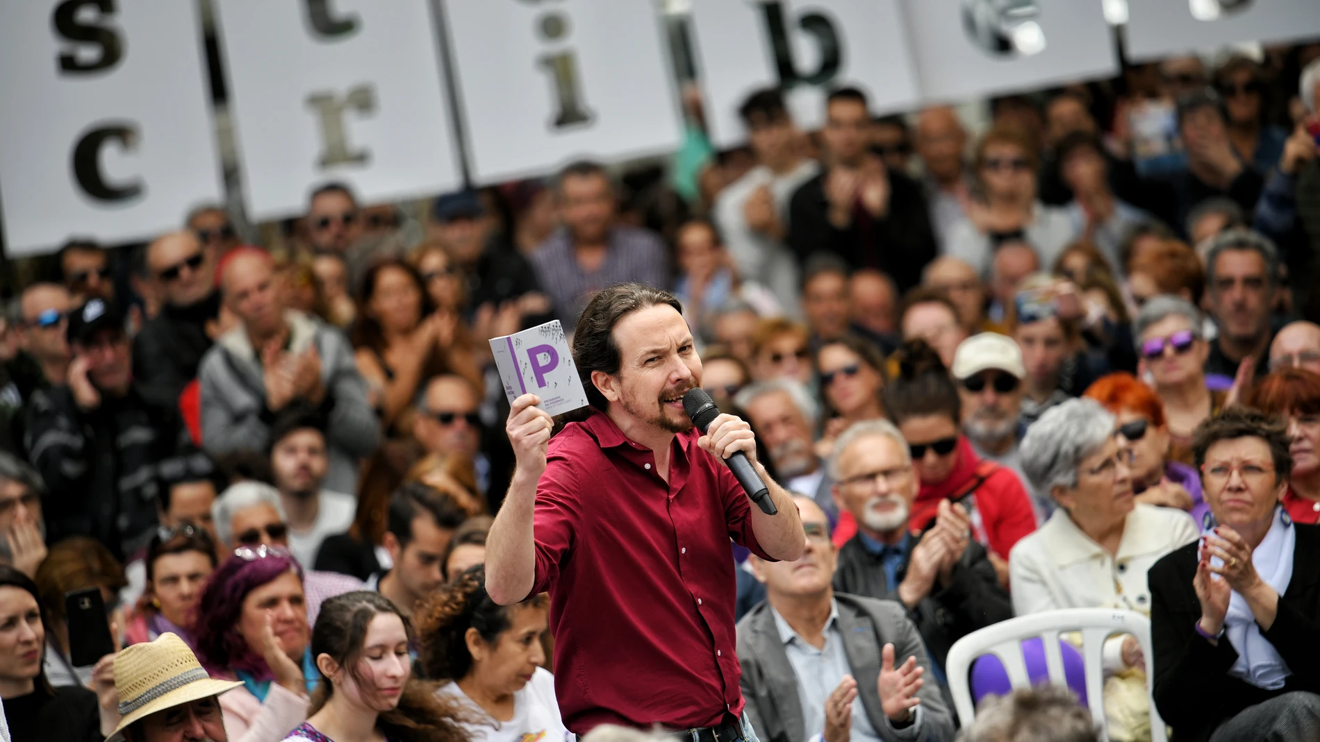 Pablo Iglesias durante un acto de la campaña electoral previa a las elecciones del 28-A