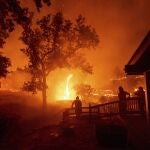 Los bomberos tratan de sofocar el fuego en Napa (California)