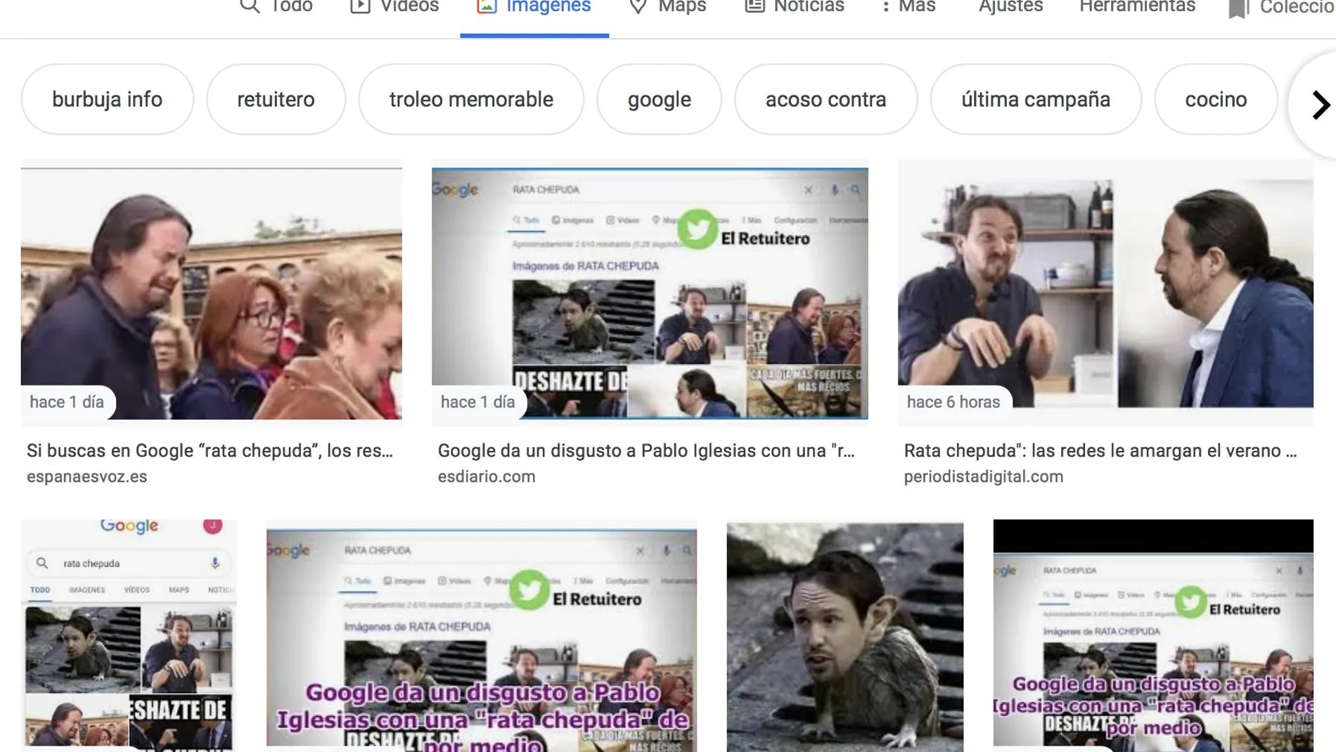 Si buscas ‘rata chepuda’ en Google aparece Pablo Iglesias