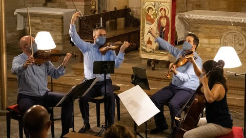 El Cuarteto Quiroga, en un momento de su actuación en el Festival Bal y Gay