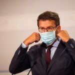 El Presidente de la Xunta de Galicia, Alberto Nuñez Fejióo, comparece en rueda de prensa después de reunirse con el equipo de expertos