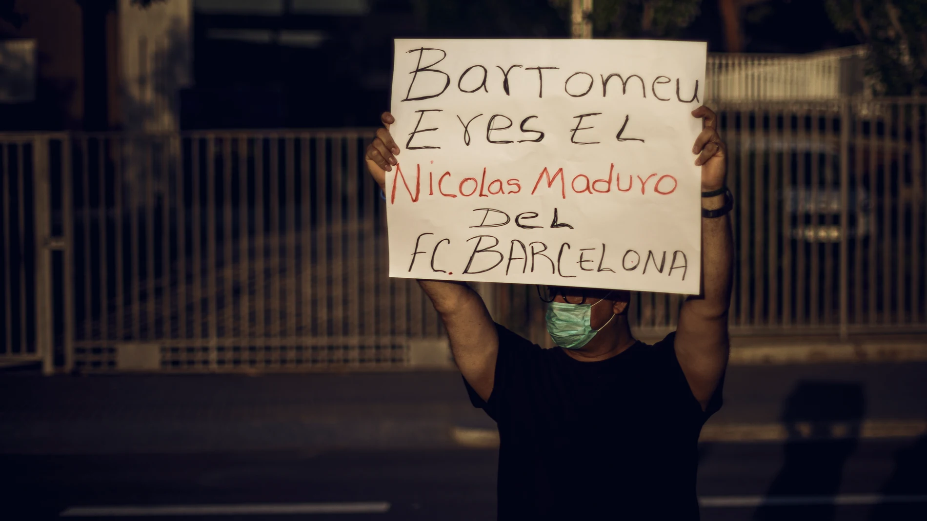 Protest outside Camp Nou in Barcelona