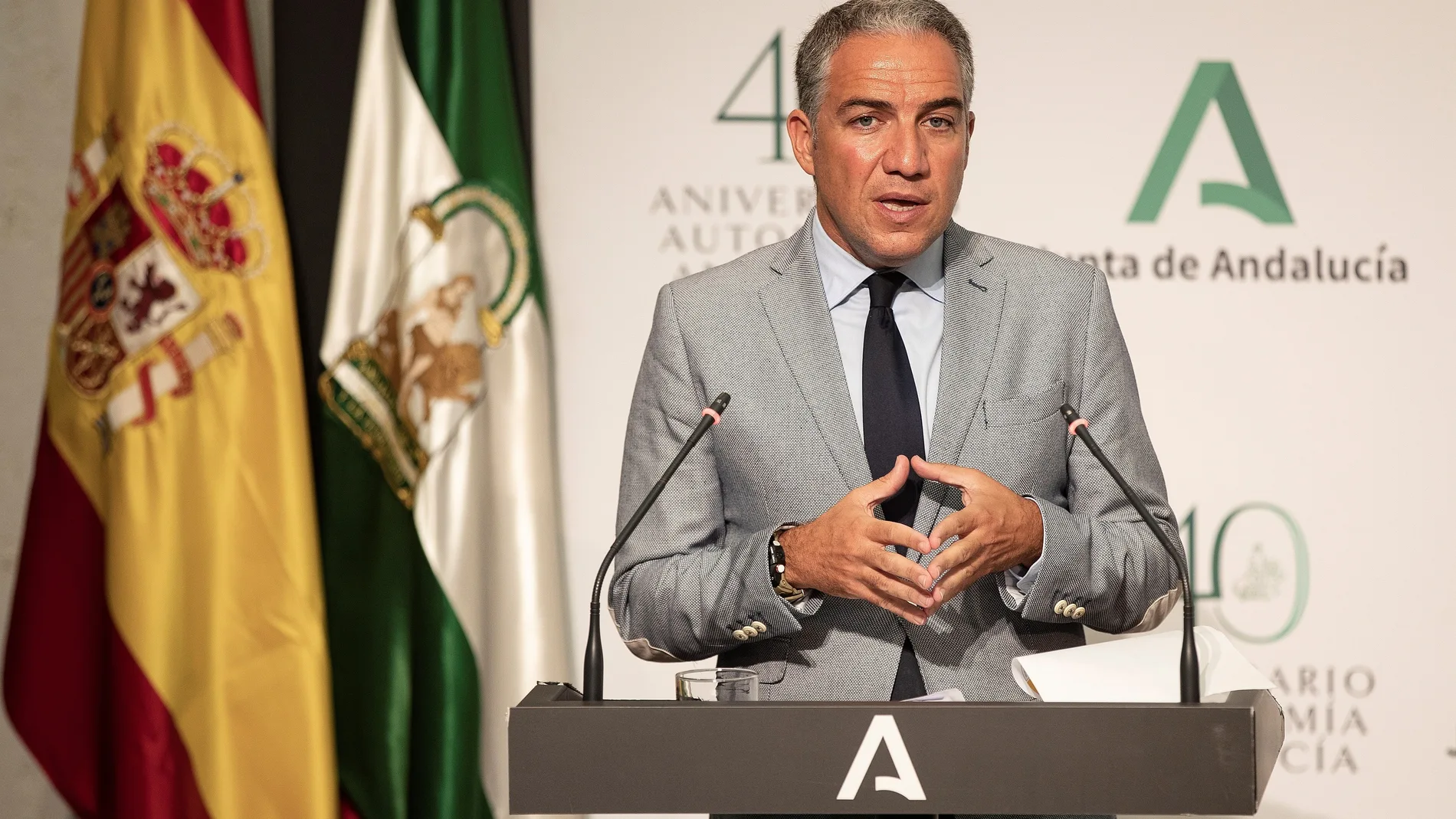 Imagen de archivo del consejero de la Presidencia y portavoz de la Junta de Andalucía, Elías Bendodo