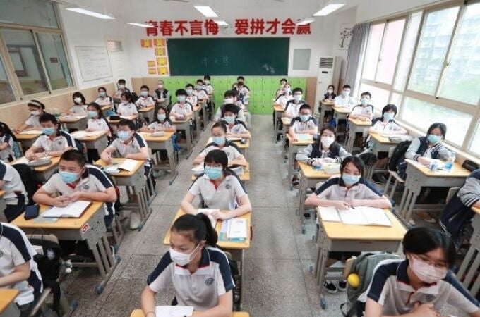 Un colegio de Wuhan, en China