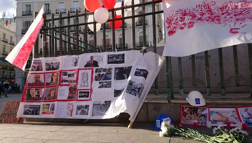 Manifestación en la Puerta del Sol por unas elecciones libres en Bielorrusia