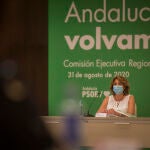 La secretaria general del PSOE de Andalucía, Susana Díaz, durante su participación en la reunión de la Comisión Ejecutiva Regional