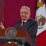 El mandatario mexicano Andrés Manuel López Obrador durante una rueda de prensa en el Palacio Nacional, en Ciudad de México