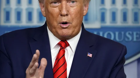 El presidente de EE UU durante una rueda de prensa en la Casa Blanca ayer (AP Photo/Andrew Harnik)