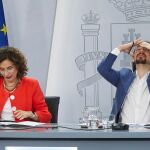 María Jesús Montero y Pablo Iglesias durante la rueda de prensa posterior a un Consejo de Ministros