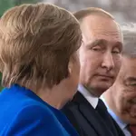 Angela Merkel con Vladimir Putin en 2020