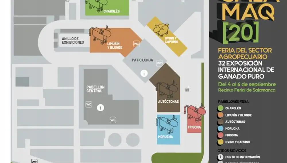 Plano del recinto ferial de Salamanca que acoge la ubicación virtual de los pabellones