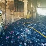 Incendio en una fábrica de calzado de Elche