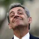 Former French President Nicolas Sarkozy is pictured during a visit in Nice.