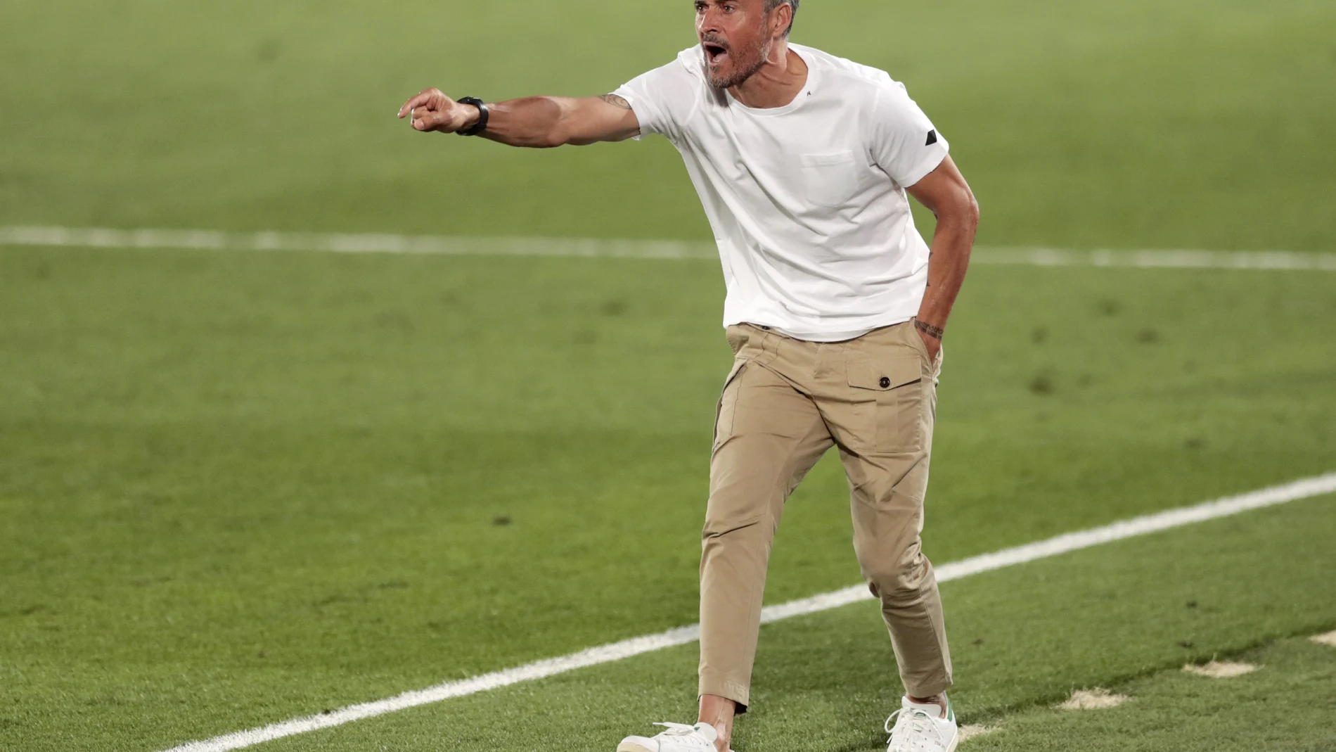 Luis Enrique, en el último partido de la selección española contra Ucrania