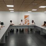 El portavoz de Ciudadanos en Andalucía y vicepresidente de la Junta de Andalucía, Juan Marín, en una reunión en Algeciras (Cádiz) con diversos cargos del partido en la provincia