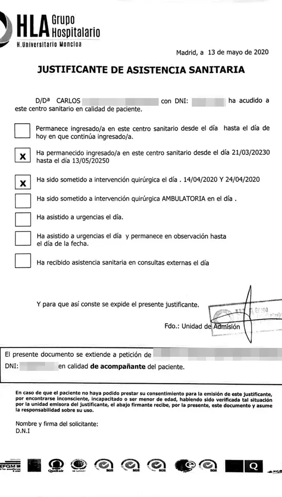 Rercursos que presentó a Hacienda Carlos, médico que se contagió de Covid, al no poder presentar a tiempo la declaración de La Renta.